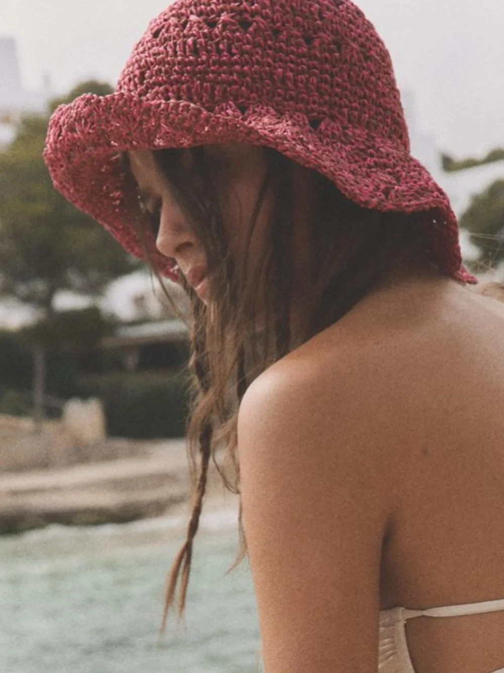 Zara Straw Hat in Pink. Size S. Brand new!